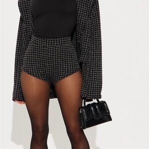 Fashion Nova Black and White High Waist Shorts